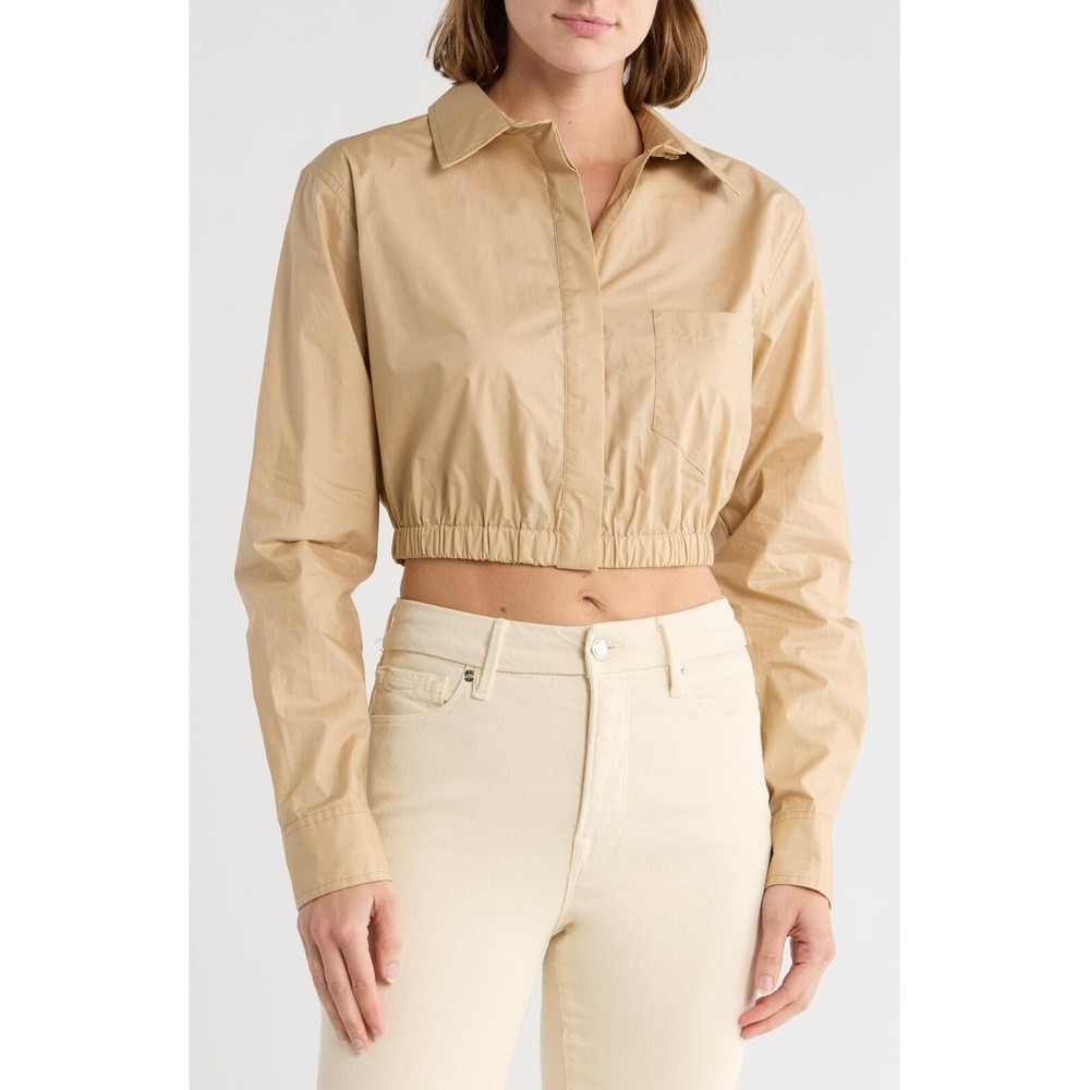 Good American NWT Coated Poplin Cropped Shirt - Size 2XL - MSRP $159